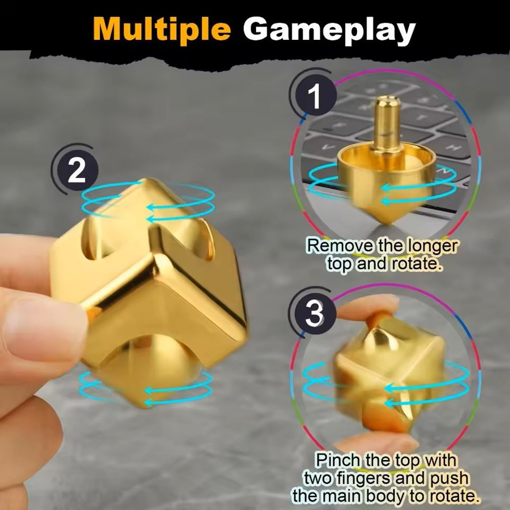 Alloy Cube Spinner Fidget Toy For Adults Anti Stress Portable Finger Gyroscope 7