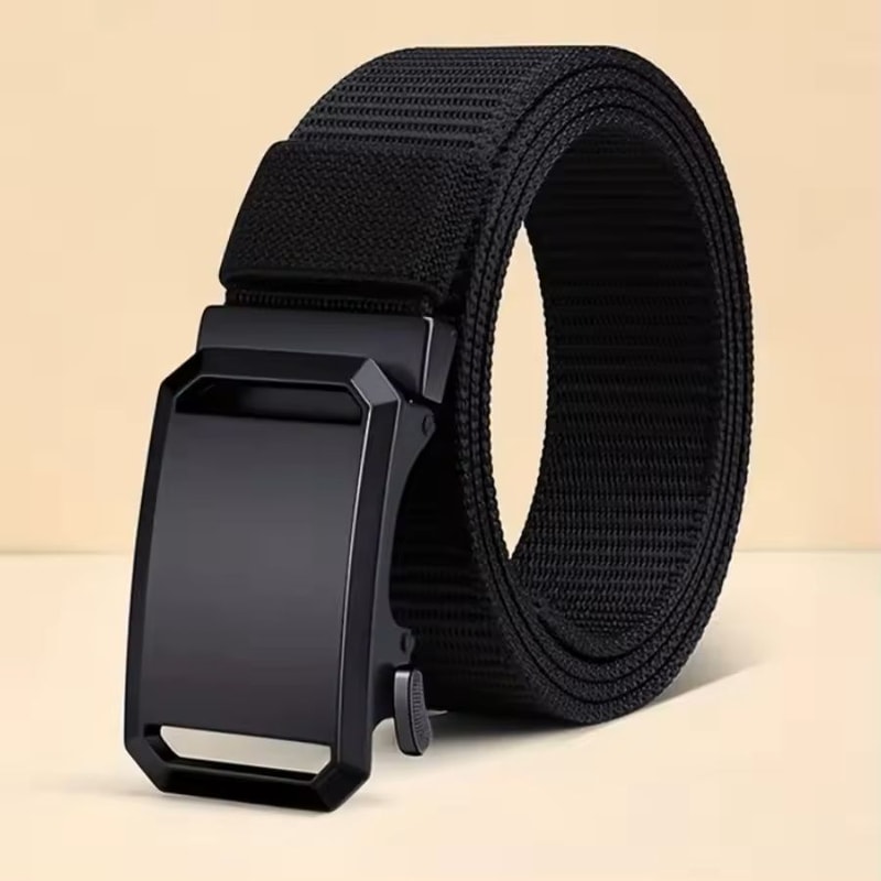 Men Tactical Canvas Belt Automatic Buckle Military Style Outdoor Workwear Belt 4