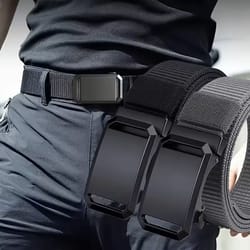 men tactical canvas belt automatic buckle military style outdoor workwear belt