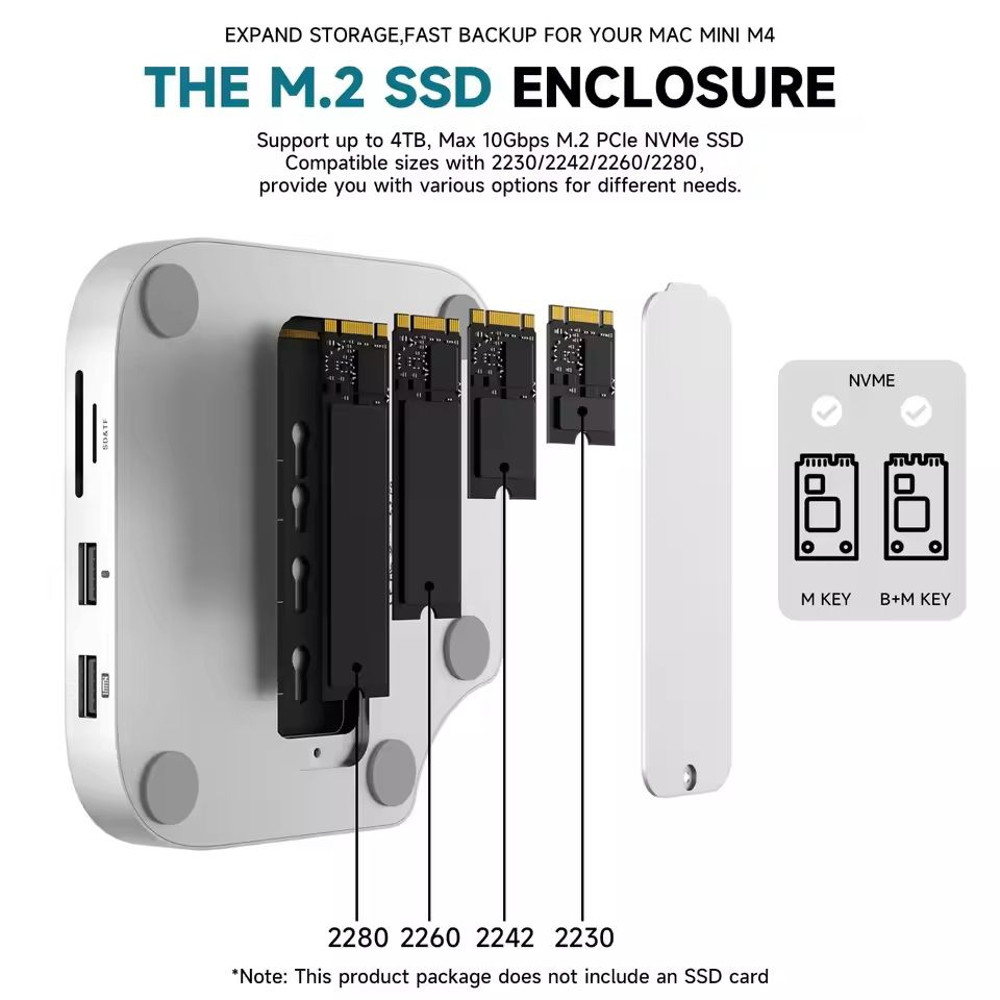 Mac Mini Dock Stand With SSD Enclosure And USB C Hub For Mac Mini M4 4