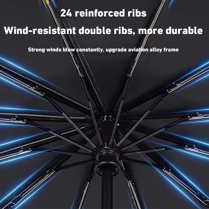 24Bone Automatic Umbrella  Durable Windproof  UVProtective Compact Canopy 6