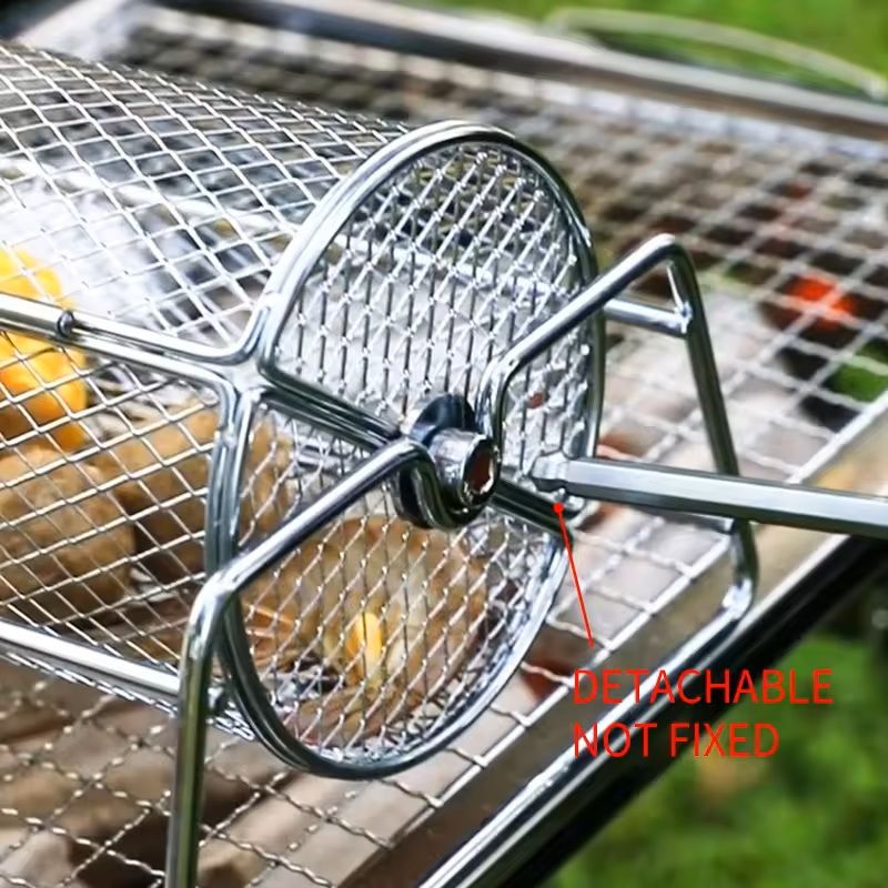 Stainless Steel Rotating BBQ Grill Basket For Roasting And Grilling 2