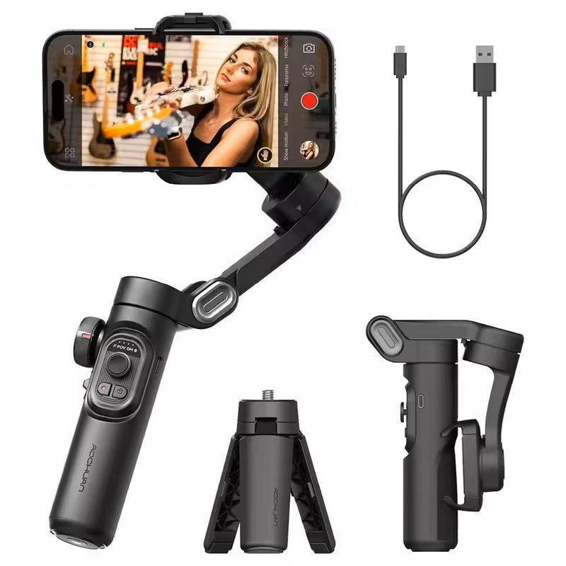 3Axis Smartphone Gimbal Stabilizer With AI Tracking For IPhone And Android 1