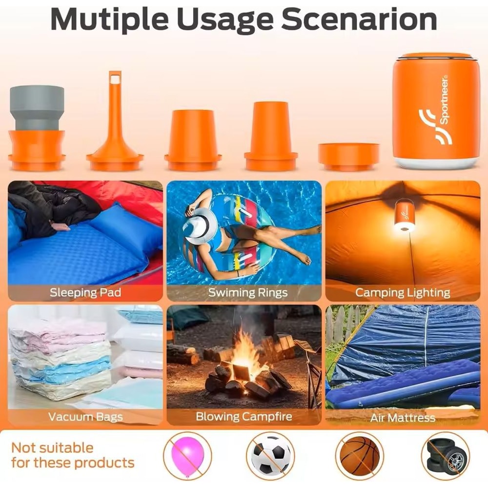 Portable Mini Air Pump With Camping Light And USB Rechargeable Battery 1