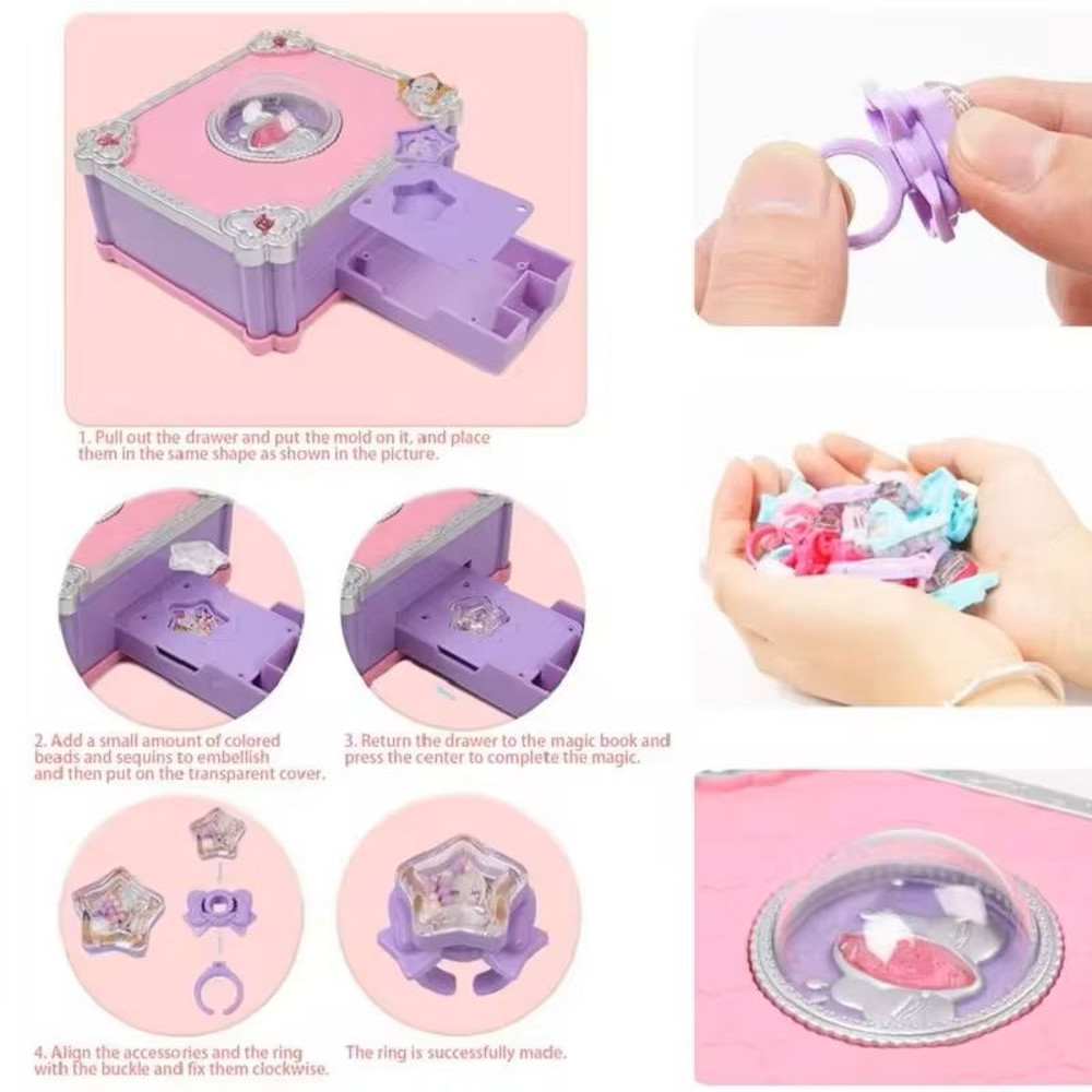 Magic Sticker Craft Book Set For Girls  DIY Jewelry  Ring Making Toy Kit 1
