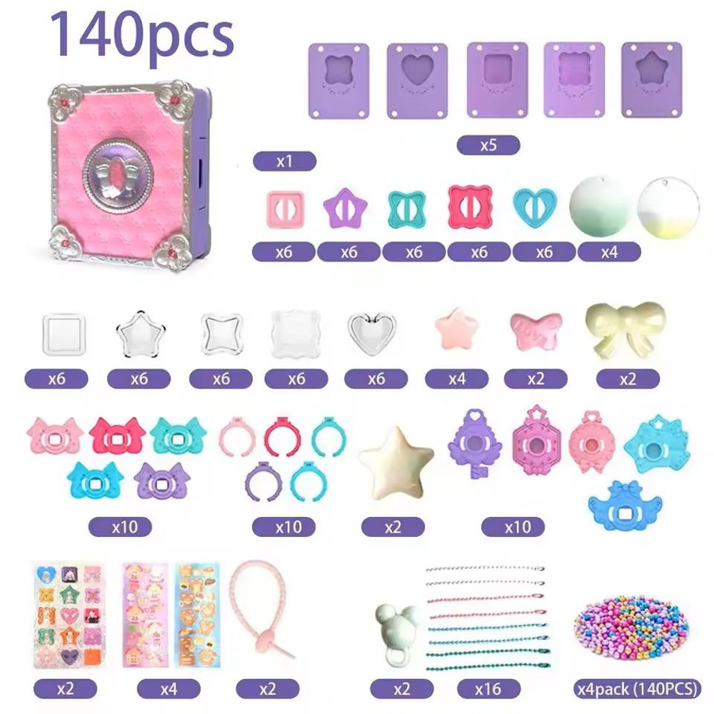 Magic Sticker Craft Book Set For Girls  DIY Jewelry  Ring Making Toy Kit 4