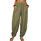 Womens Cotton Linen Harem Pants With Pockets And Elastic Waist 1