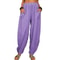 Womens Cotton Linen Harem Pants With Pockets And Elastic Waist 12