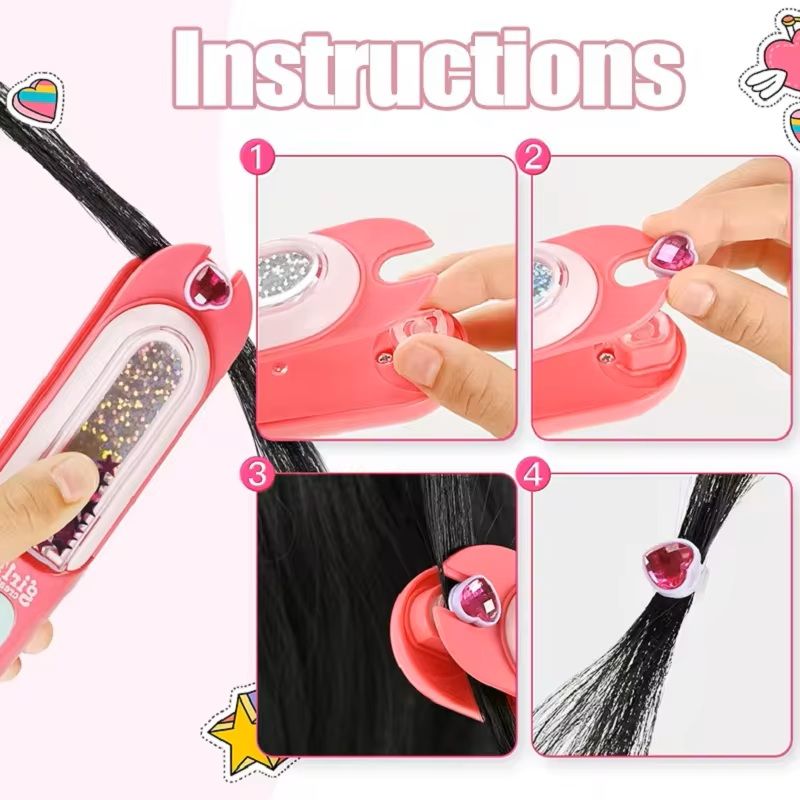 Bling Hair Gem Stamper Toy For Girls With Sparkling Hair Jewels 6