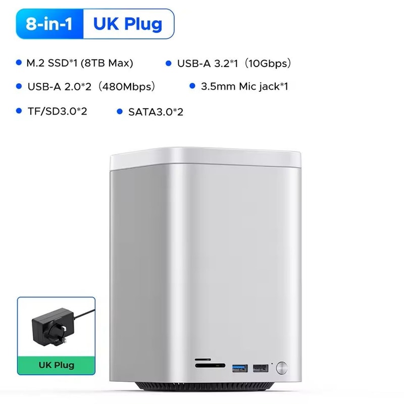Mini Tower Dock With RAID SSD Case USB 32 Hub 10Gbps Speed 1