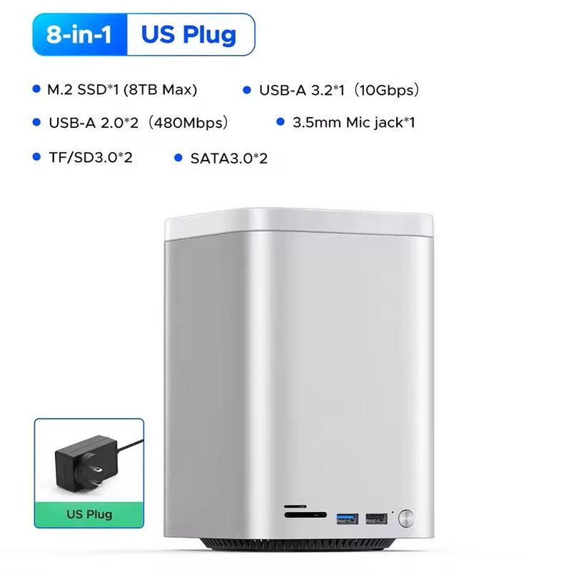 Mini Tower Dock With RAID SSD Case USB 32 Hub 10Gbps Speed 3