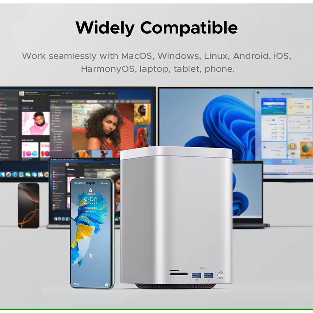 Mini Tower Dock With RAID SSD Case USB 32 Hub 10Gbps Speed 8