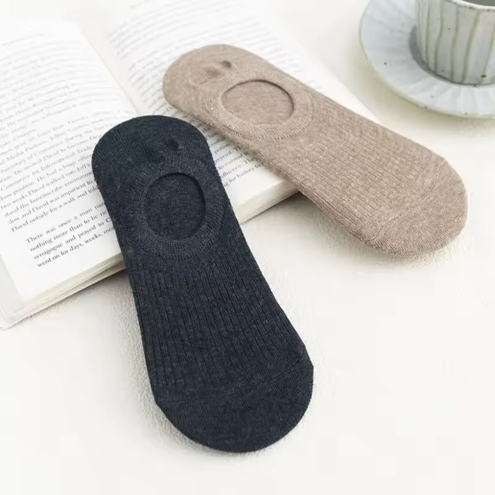 Womens Invisible Boat Socks 5 Pair Set With Silicone Heel Grip 11