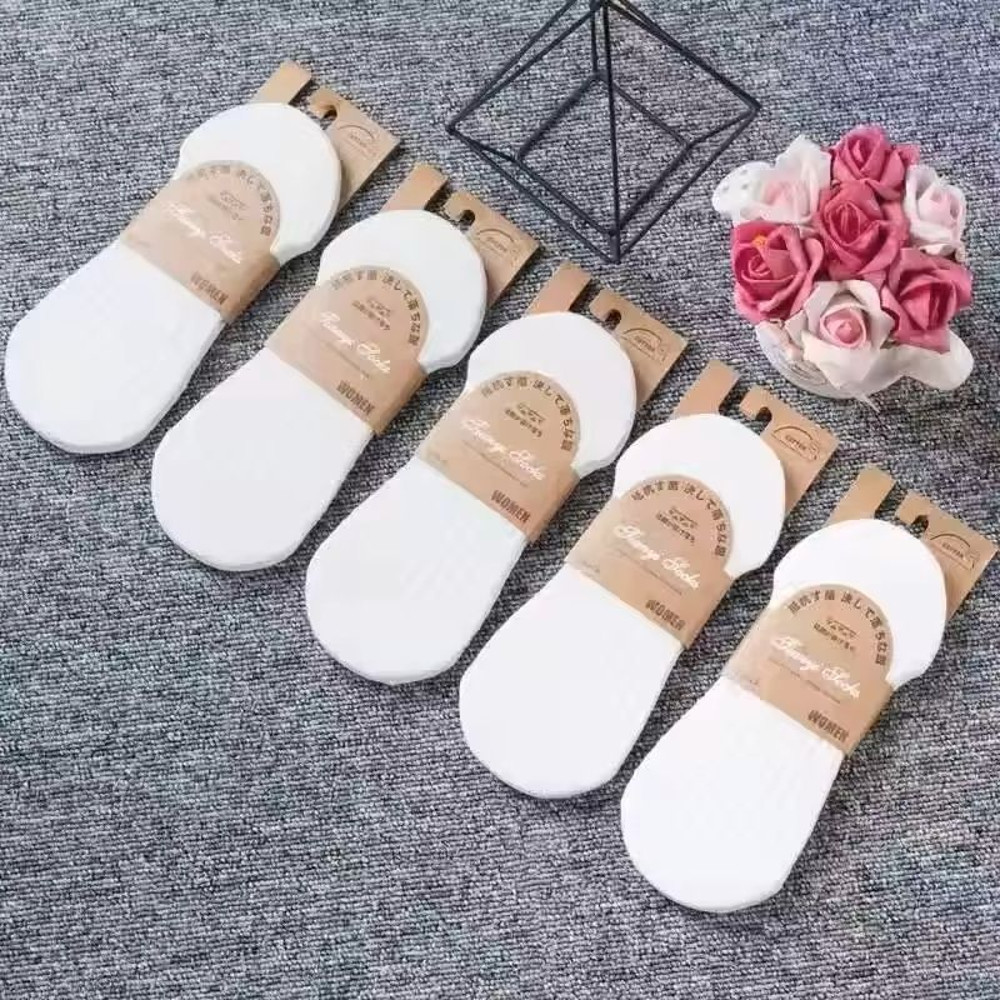 Womens Invisible Boat Socks 5 Pair Set With Silicone Heel Grip 3