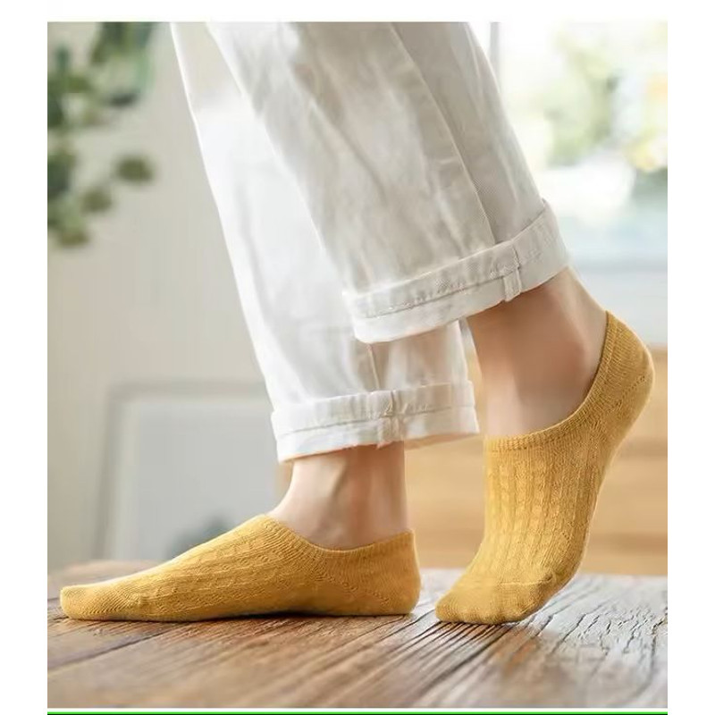 Womens Invisible Boat Socks 5 Pair Set With Silicone Heel Grip 8