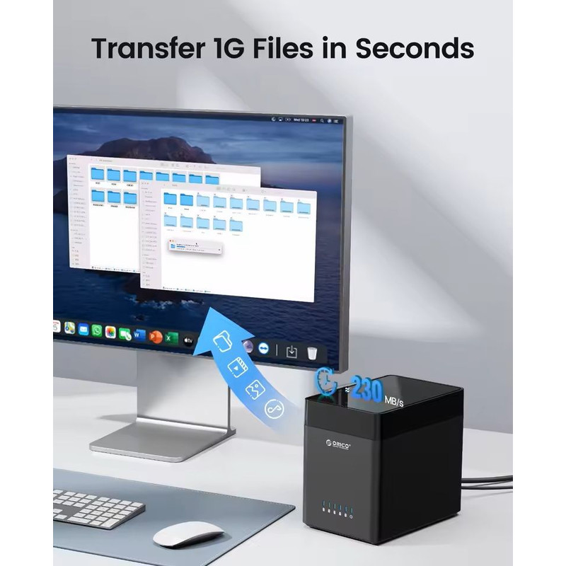 5 Bay Type C Hard Drive Enclosure With Magnetic Cover For Data Backup And Storage Expansion 2