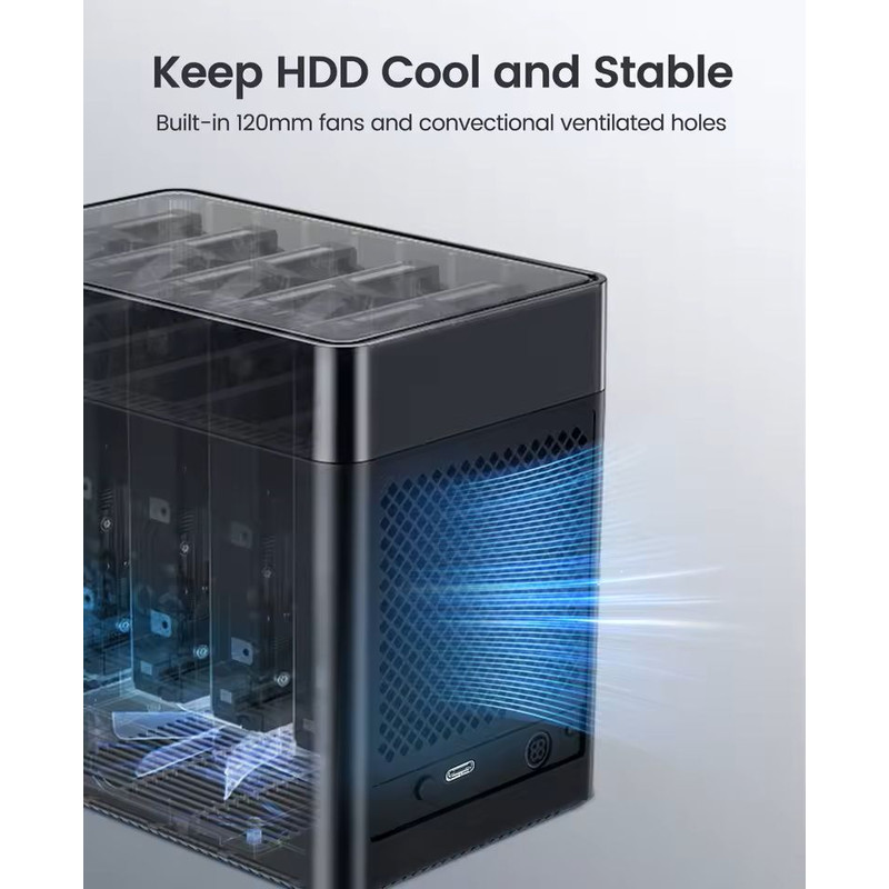 5 Bay Type C Hard Drive Enclosure With Magnetic Cover For Data Backup And Storage Expansion 3