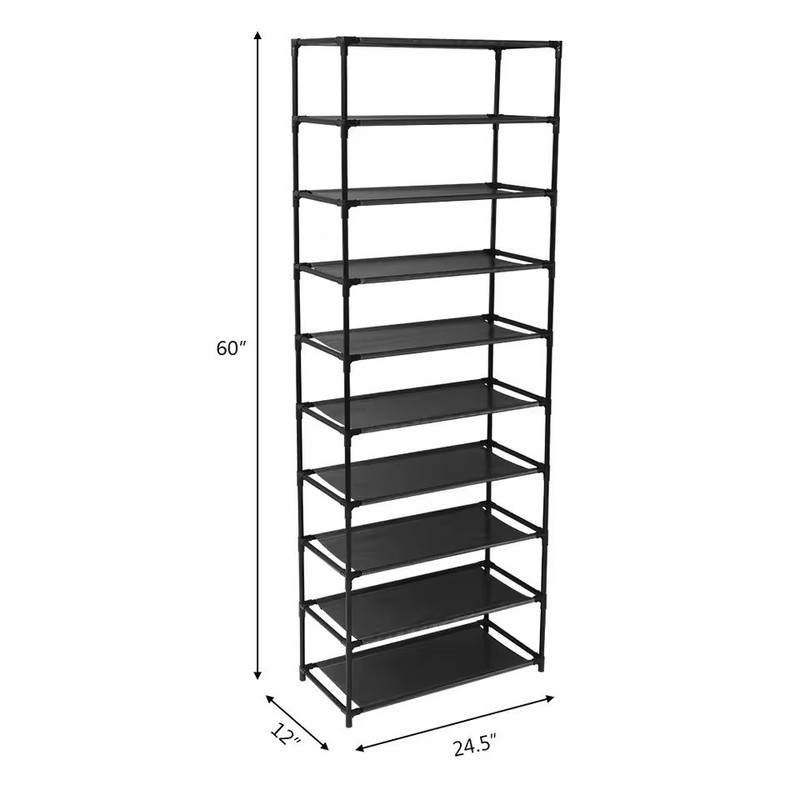 10Tier Stackable Shoe Rack With Stainless Steel Frame For 50 Pairs 2