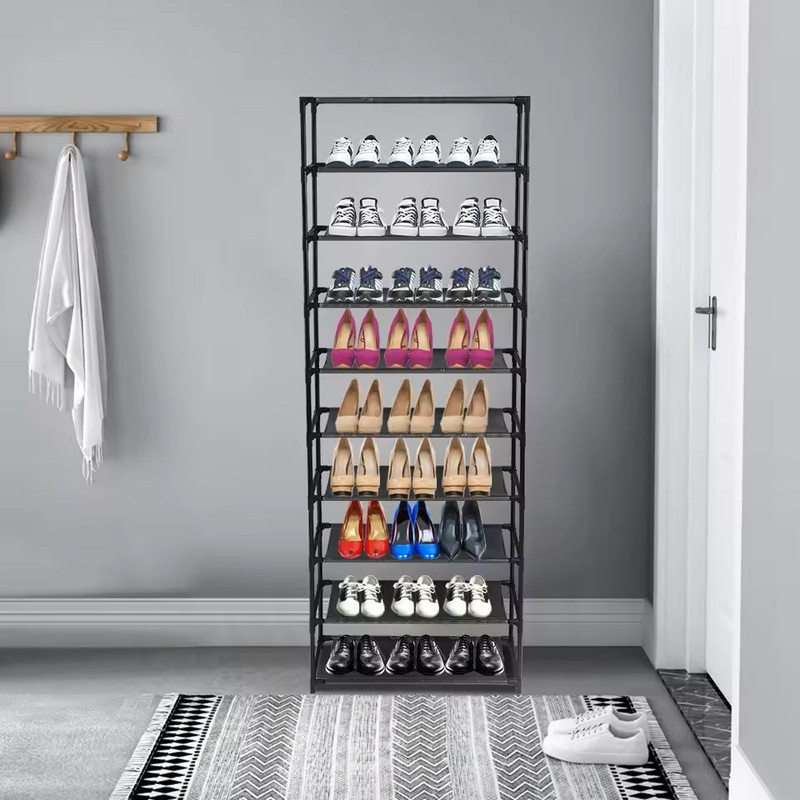 10Tier Stackable Shoe Rack With Stainless Steel Frame For 50 Pairs 0