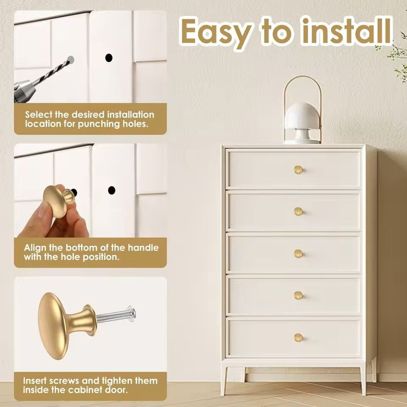 25Piece Gold Drawer Knob Set Decorative Rustproof Cabinet Handles 5
