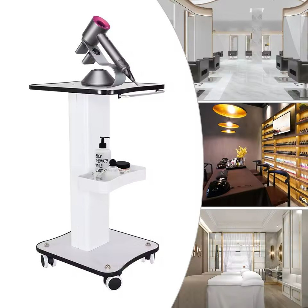 3Tier Rolling Beauty Salon Trolley With Push Handle And Storage Shelves 2