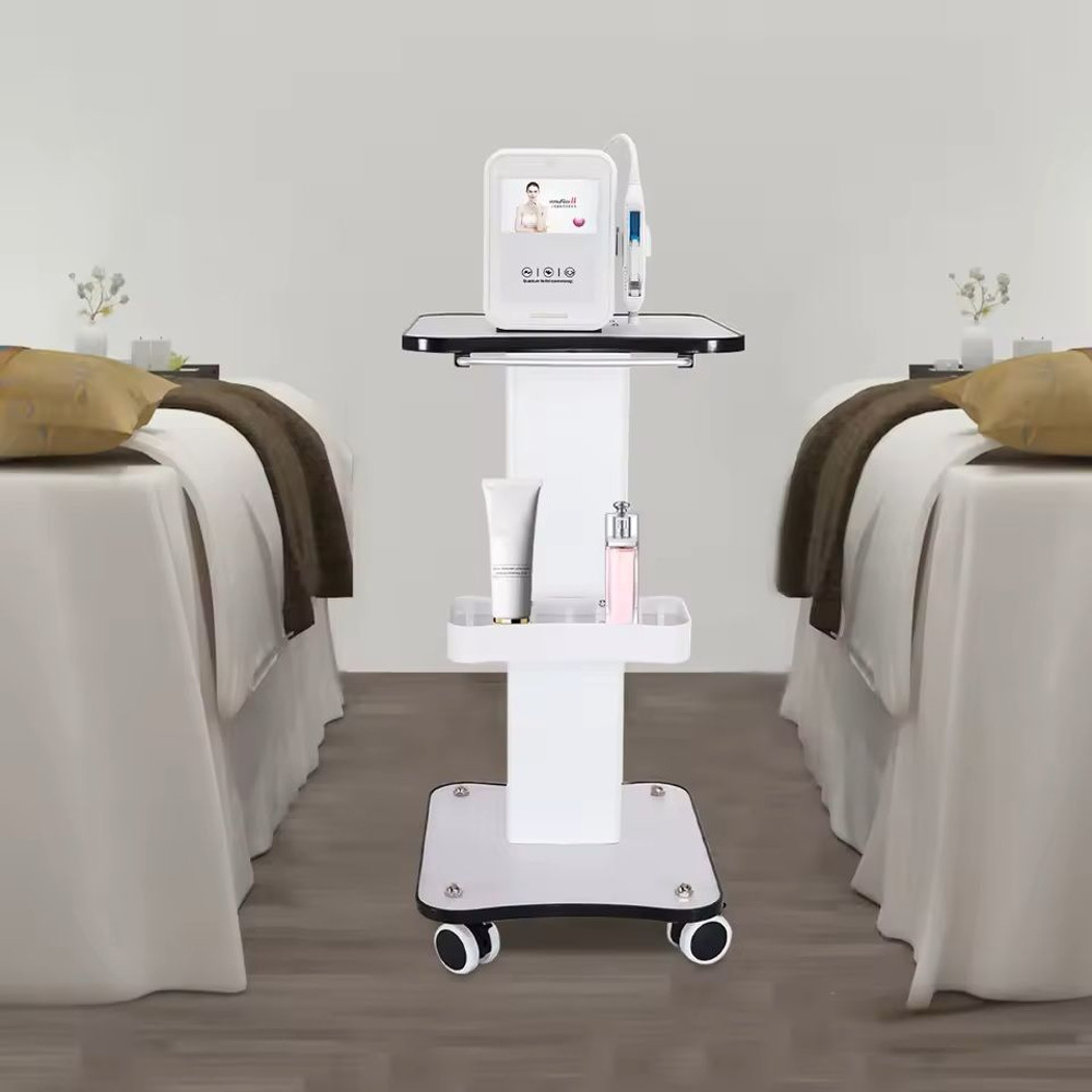 3Tier Rolling Beauty Salon Trolley With Push Handle And Storage Shelves 4