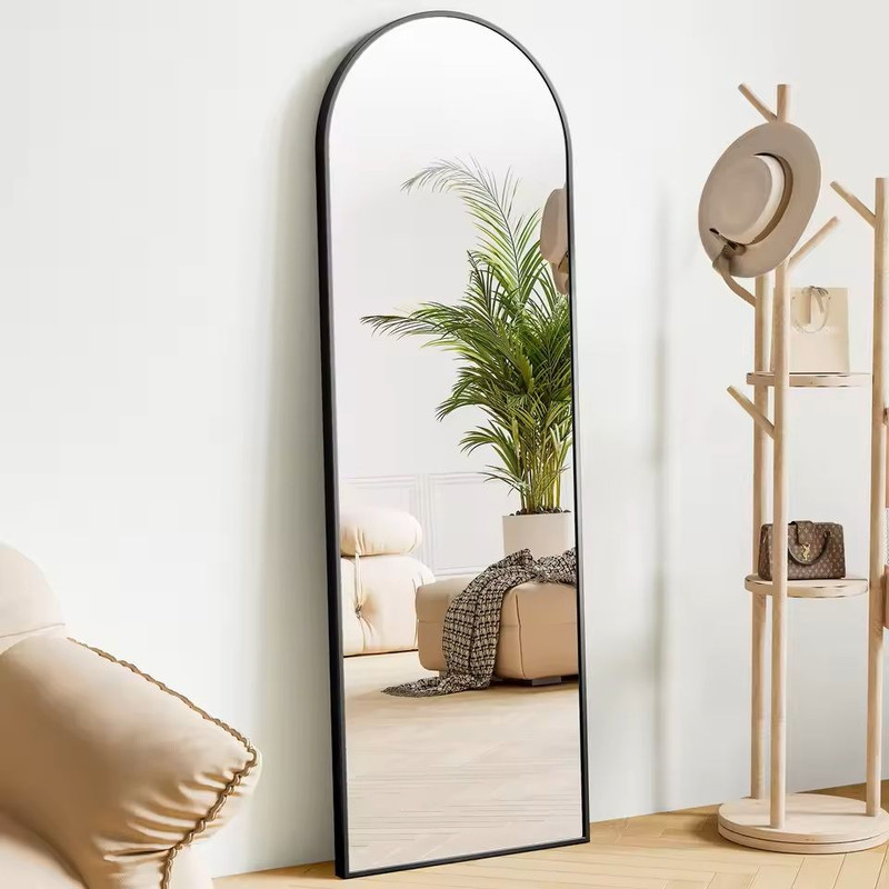 Modern Full Body Mirror With Stand Or Wall Mount 64x21 Inch Aluminum Frame 1