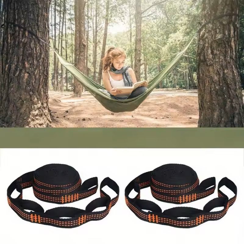 HeavyDuty Hammock Straps Set  2PCS Reinforced Polyester With 5 Metal Rings For Outdoor Camping 3