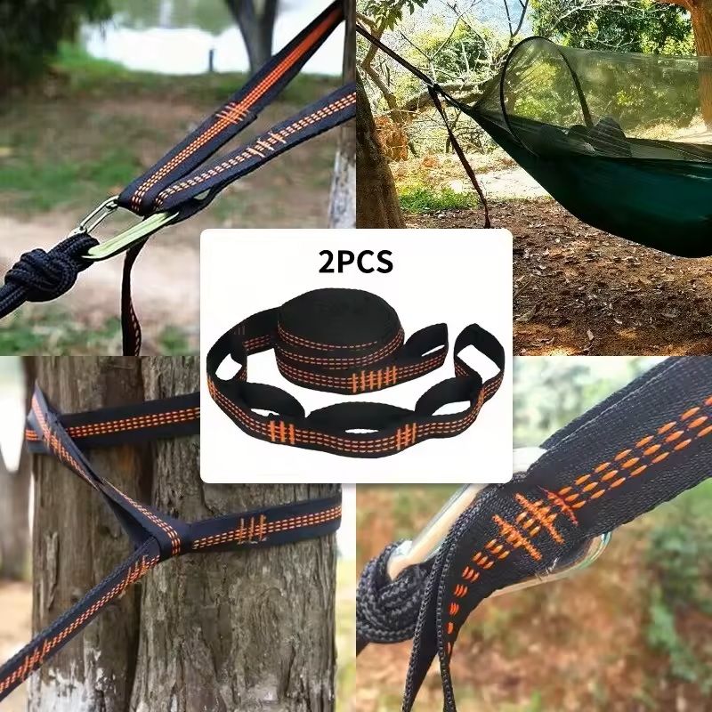 HeavyDuty Hammock Straps Set  2PCS Reinforced Polyester With 5 Metal Rings For Outdoor Camping 8