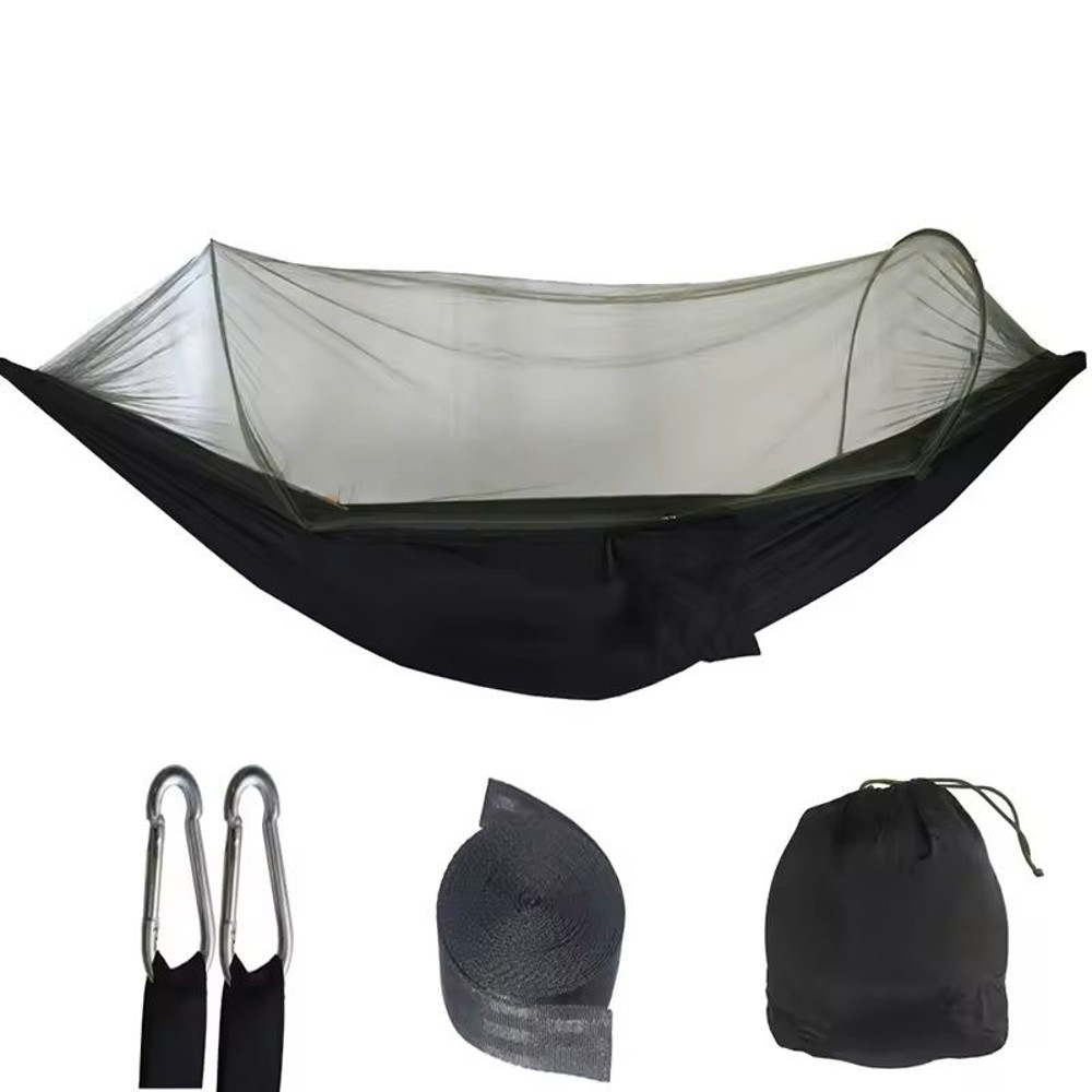 Outdoor Camping Hammock With Mosquito Net Lightweight Parachute Fabric Bed 9