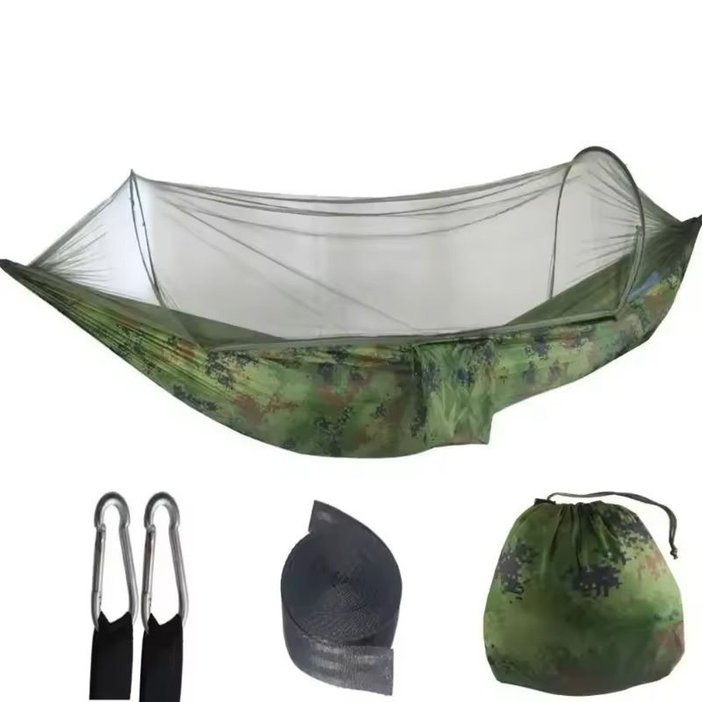Outdoor Camping Hammock With Mosquito Net Lightweight Parachute Fabric Bed 6
