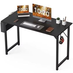 compact computer desk with side bag and headphone hook modern study or gaming table