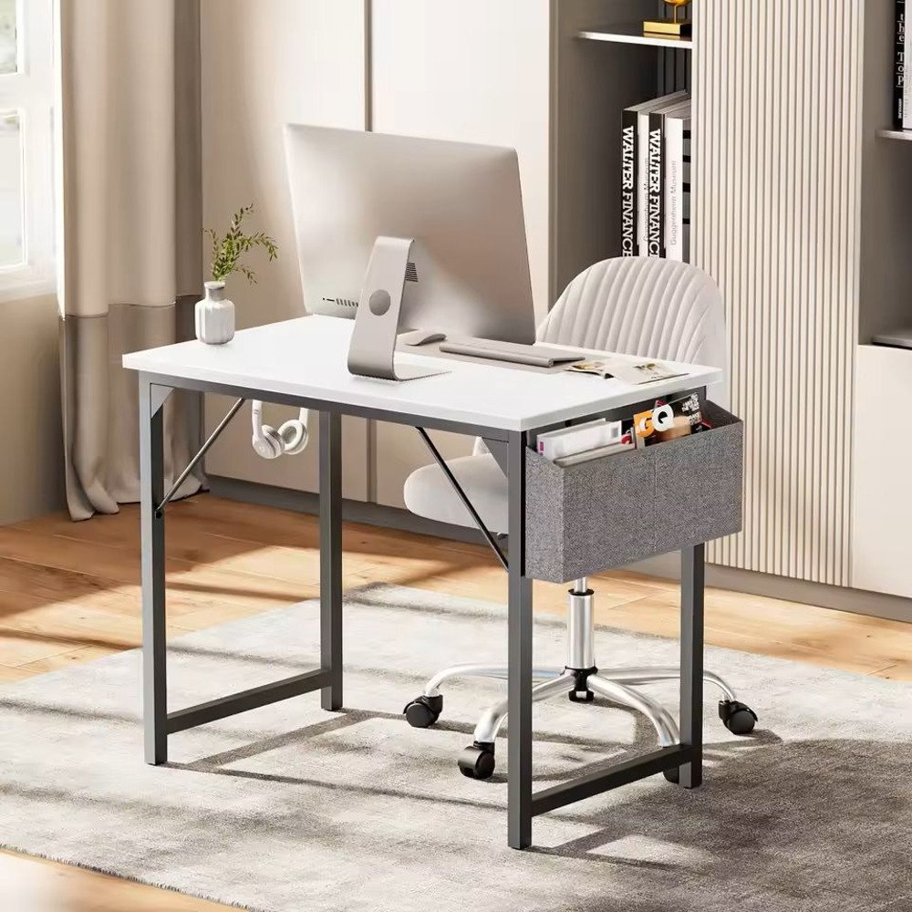 Compact Computer Desk With Side Bag And Headphone Hook Modern Study Or Gaming Table 8