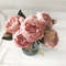 Rose Pink Silk Peony Bouquet With Buds For Home And Wedding Decor 17