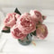 Rose Pink Silk Peony Bouquet With Buds For Home And Wedding Decor 17
