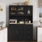 Kitchen Cabinet Hutch With Microwave Stand And Charging Station 6
