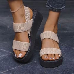 womens wedge platform sandals with ankle strap and open toe