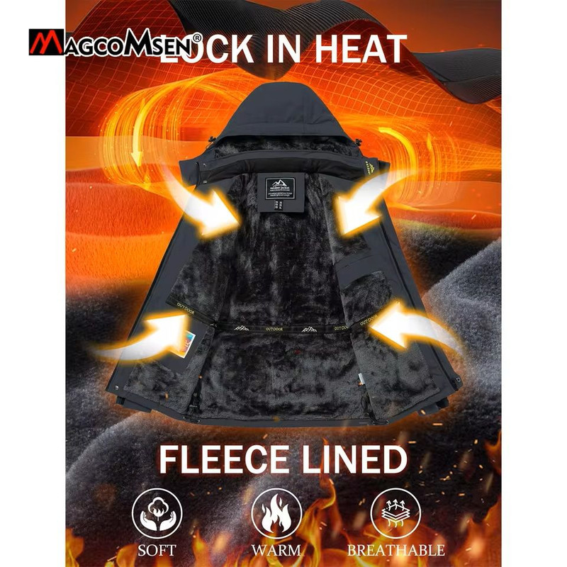 Mens Waterproof Ski Jacket With Fleece Lining And Removable Hood 1