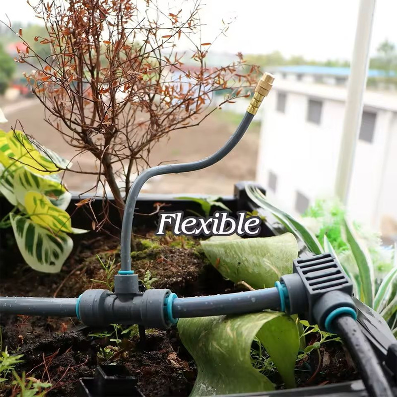 Adjustable Garden Misting System With Flexible Brass Spray Kit Cooling Fogging Watering Hose 10