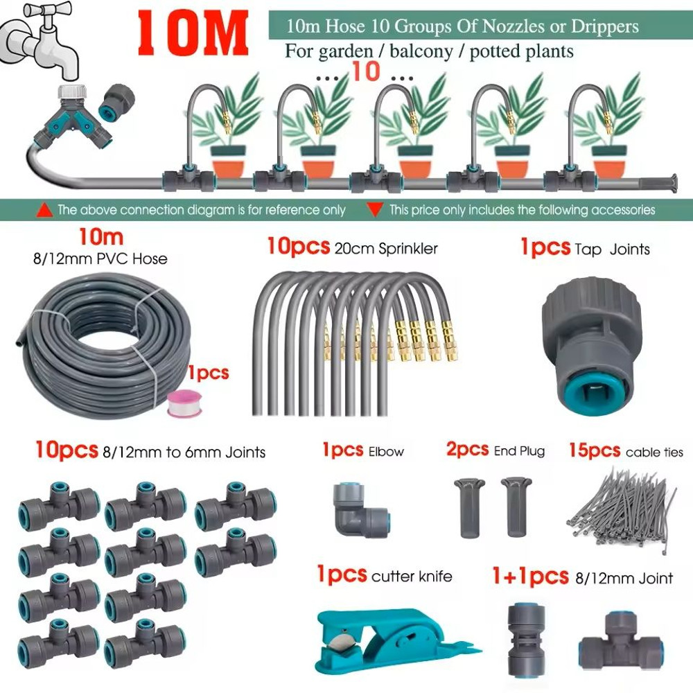 Adjustable Garden Misting System With Flexible Brass Spray Kit Cooling Fogging Watering Hose 1