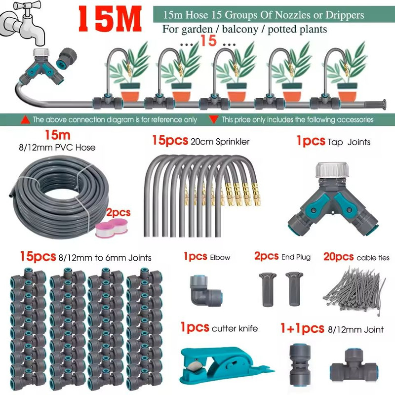 Adjustable Garden Misting System With Flexible Brass Spray Kit Cooling Fogging Watering Hose 8