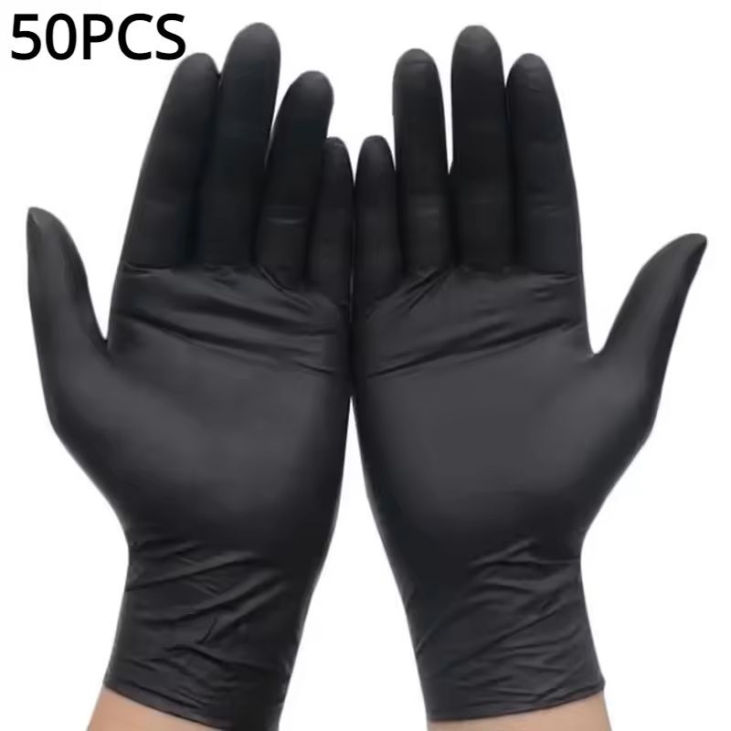 100 50 20 Piece Black Nitrile Disposable Gloves Set Waterproof Non Slip For Cleaning And Hairdressi 6