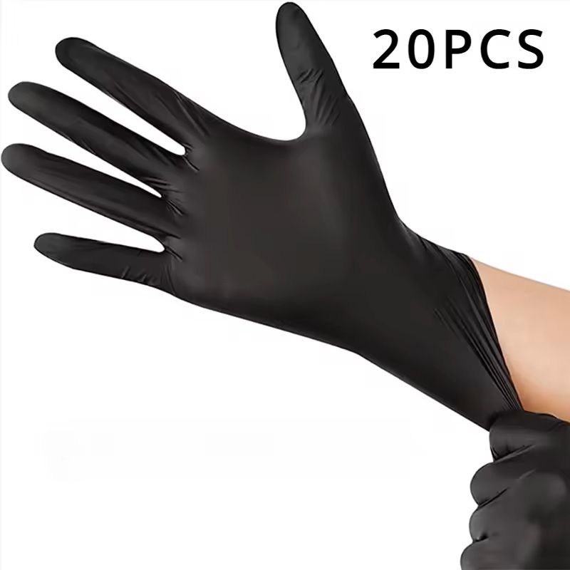 100 50 20 Piece Black Nitrile Disposable Gloves Set Waterproof Non Slip For Cleaning And Hairdressi 8