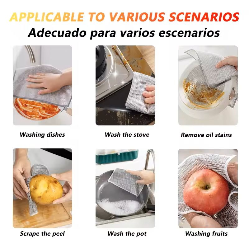 Magic Multipurpose Dishwashing Cloth Wire Mesh Scrubber For Kitchen And Home Cleaning 1