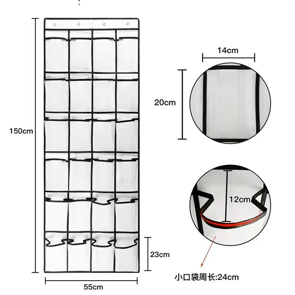 Over The Door Shoe Rack With 24 Mesh Pockets Hanging Closet Organizer Holder 2
