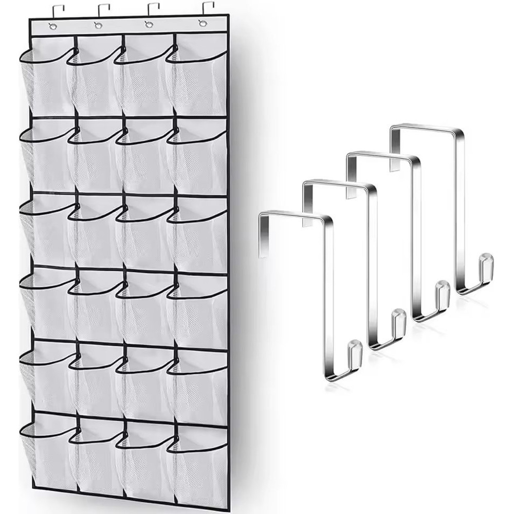 Over The Door Shoe Rack With 24 Mesh Pockets Hanging Closet Organizer Holder 6