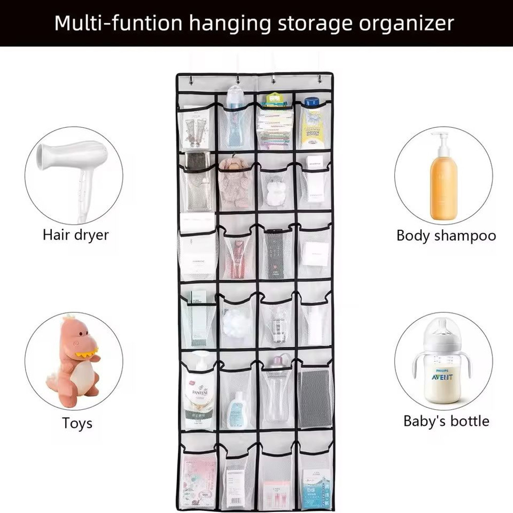 Over The Door Shoe Rack With 24 Mesh Pockets Hanging Closet Organizer Holder 7