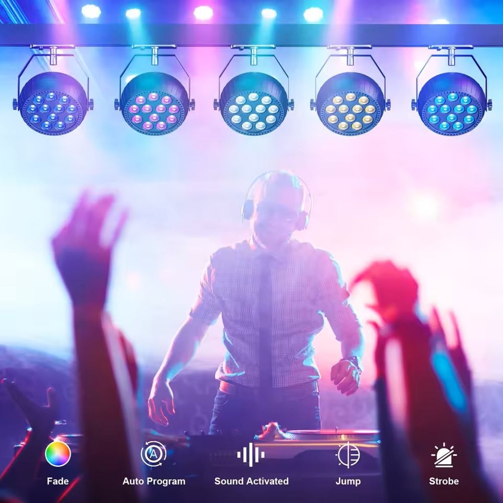 4 Piece RGB Wireless Rechargeable Stage Lights With 12 LED Mini Par Uplights For Party And Event Li 4