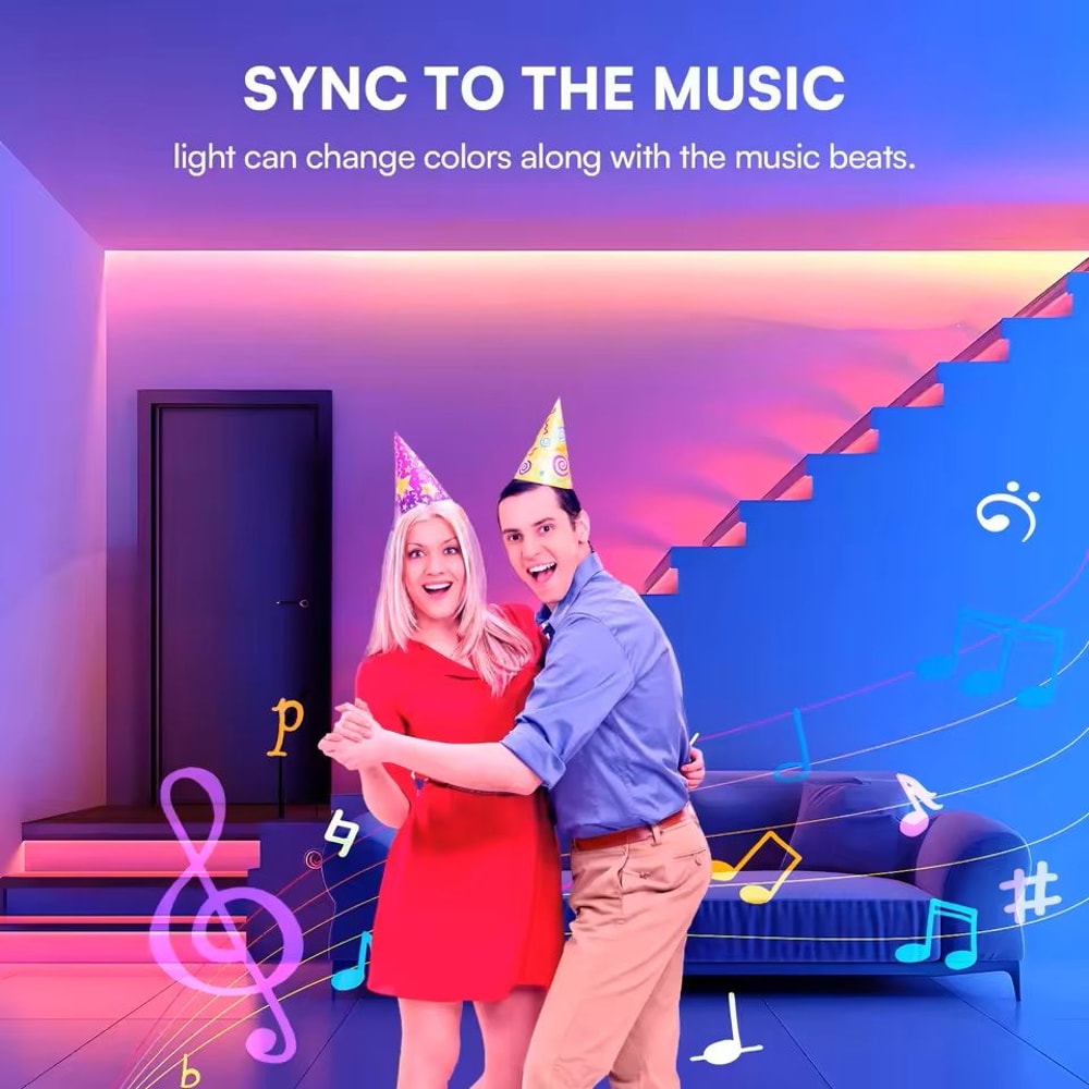 App Controlled LED Strip Lights With Music Sync And Color Changing Effects 4