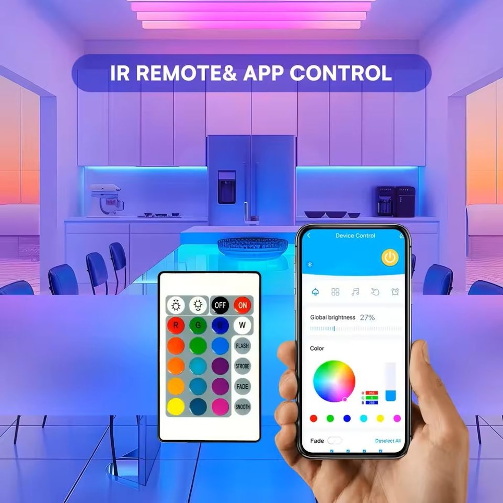 App Controlled LED Strip Lights With Music Sync And Color Changing Effects 5